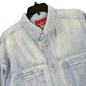 Vintage Marlboro Country Store Denim Shirt Mens XL Button Up Western Work Grunge